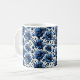 Navyblaue Retro süße vintage elegante Chic-Blume  Kaffeetasse