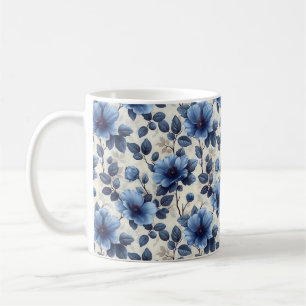 Navyblaue Retro süße vintage elegante chic Blumen  Kaffeetasse