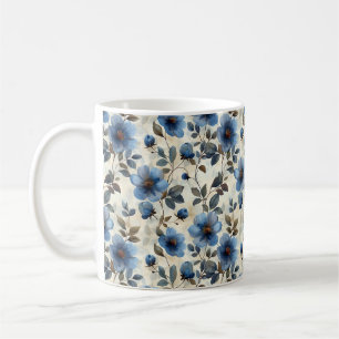 Navyblaue Retro süße vintage elegante chic Blumen  Kaffeetasse