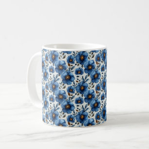 Navyblaue Retro Süße Vintage Elegante Schicke Blum Kaffeetasse