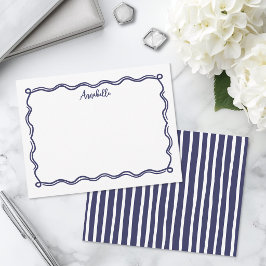 Navyblaue Retro-Wellenrand-Personalisierung Mitteilungskarte