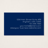 Navyblaue rosa Roségold-Monogramm Visitenkarten (Rückseite)