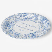 Navyblaue Rosen Chic Hochzeitspapierteller Pappteller (Schrägansicht)