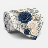 Navyblaue Rosen-Winterhochzeit Krawatte (Gerollt)