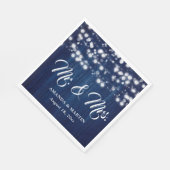 Navyblaue Rustikale Holz-Lichterkette Mr und Mrs Serviette (Ecke)
