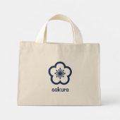 Navyblaue Sakurablüte Mini Stoffbeutel (Rückseite)