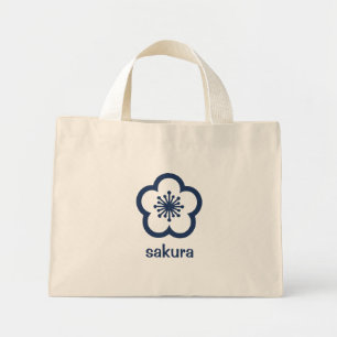 Navyblaue Sakurablüte Mini Stoffbeutel