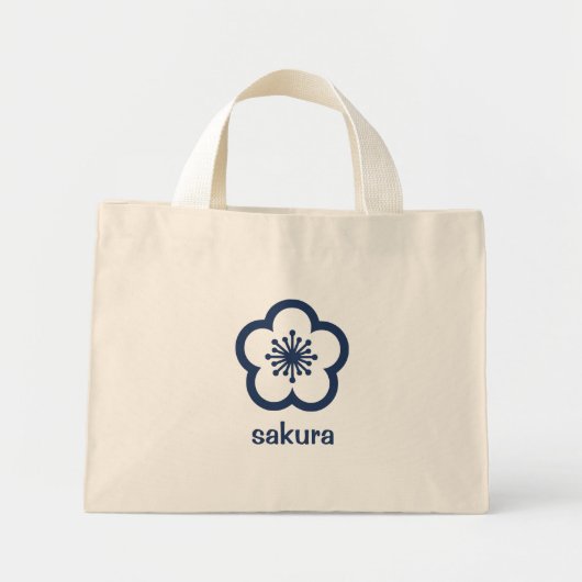 Navyblaue Sakurablüte Mini Stoffbeutel (Vorne)
