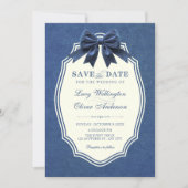 Navyblaue Samt Hochzeit elegant Save The Date (Vorderseite)