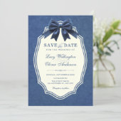 Navyblaue Samt Hochzeit elegant Save The Date (Stehend Vorderseite)