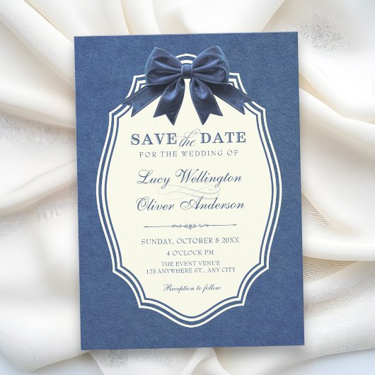 Navyblaue Samt Hochzeit elegant Save The Date