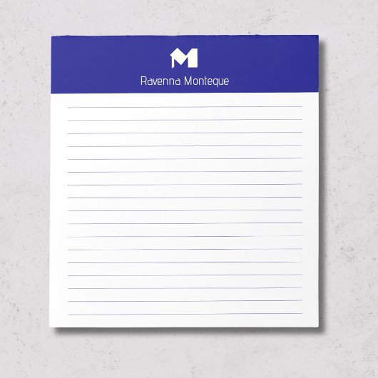 Navyblaue stilvolle personalisierte Monogramm-Name Notizblock