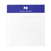 Navyblaue stilvolle personalisierte Monogramm-Name Notizblock (Vorderseite)