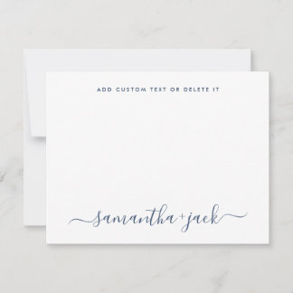 Navyblaue stilvolle Schrift Elegant Minimalistisch Mitteilungskarte