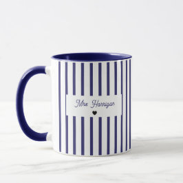 Navyblaue Streifen-Monogramm Tasse