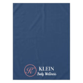 Navyblaue Tischdecke mit Ihrem Logo und Text (Vorderseite)