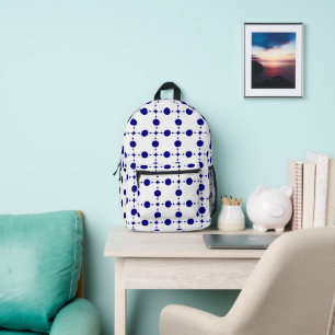 Navyblaue Tupfen, Tupfenmuster, Punkte Bedruckter Rucksack