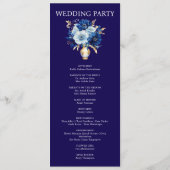Navyblaue und goldene Blumen Hochzeitsprogramm Programm (Rückseite)