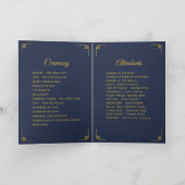 Navyblaue und goldene Blumenhochzeit Programm (Innenseite)