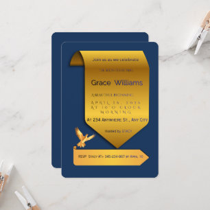 Navyblaue und goldene Folien-Schriftrolle Brautpar Einladung