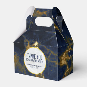 Navyblaue und goldene Marmor-Hochzeit im modernen  Geschenkschachtel