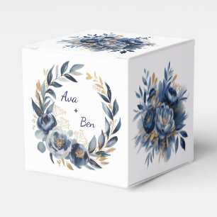 Navyblaue und goldene Pfingstrosen-Hochzeit Geschenkschachtel