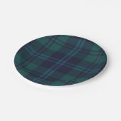Navyblaue und grüne Tartan-Karo-Papierteller Pappteller (Schrägansicht)