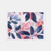 Navyblaue und rosa Blattmuster-Flieblanke Fleecedecke (Vorderseite (Horizontal))
