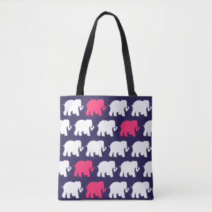 Navyblaue und rosa Elefanten Design-Tasche Tasche