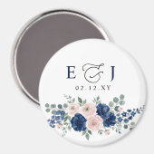 Navyblaue und rosafarbene moderne Hochzeit mit Blu Magnet (Vorderseite/Rückseite)