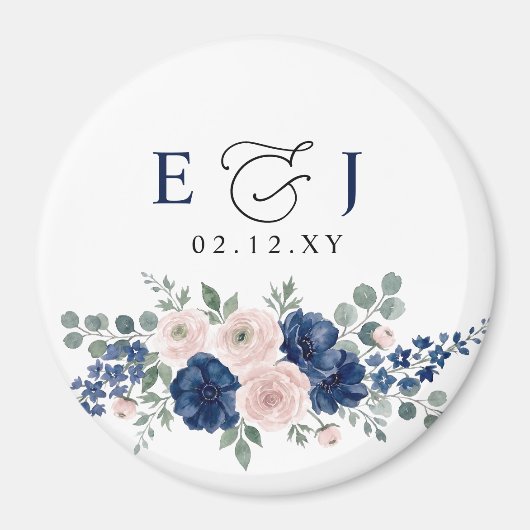 Navyblaue und rosafarbene moderne Hochzeit mit Blu Magnet (Vorne)