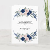 Navyblaue und rosafarbene moderne Hochzeit mit Blu Programm (Rückseite)