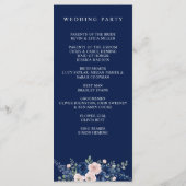 Navyblaue und rosafarbene moderne Hochzeit mit Blu Programm (Rückseite)
