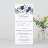 Navyblaue und rosafarbene moderne Hochzeit mit Blu Programm (Stehend Vorderseite)