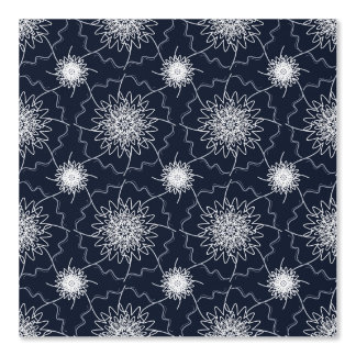 Navyblaue und weiße Mandala-Geometrie-Tapete Tapete