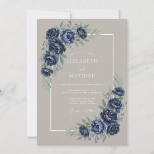 Navyblaue verführerische Winterhochzeit Einladung