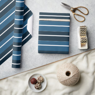 Navyblaue weiße Streifen  Geschenkpapier