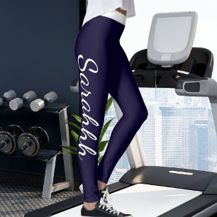 Navyblaue weiße Streifen individuell angefertigt Leggings