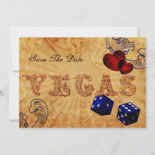 navyblaue Würfel Vintage Vegas Save-the-Date Save The Date