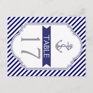 Navyblauer Anker nautische Hochzeit Tischnummer