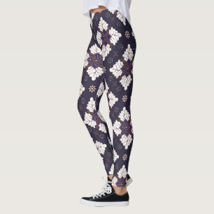 Navyblauer ethnischer Damast-Batik nahtloses Muste Leggings