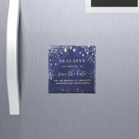 Navyblauer Hochzeitsmagnet mit Silber Save the Dat
