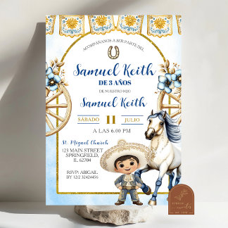 Navyblauer Junge Charro und Pferd Presentacion de  Einladung