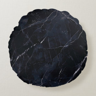 Navyblauer Marmor: Steinstruktur. Rundes Kissen