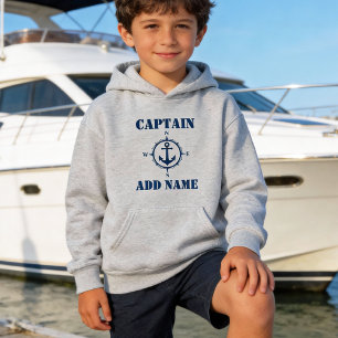 Navyblauer nautischer Kompass Anker & Name/Rang Hoodie