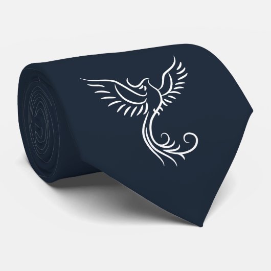 Navyblauer Phönix, mystischer Vogel, aufsteigende Krawatte (Gerollt)