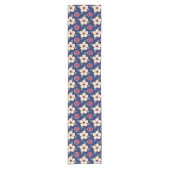 Navyblauer Tischläufer mit cremefarbenen Blumen (Vorderseite)