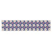 Navyblauer Tischläufer mit cremefarbenen Blumen (Horizontal)