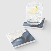 Navyblaues Achat-Weiß-Marmor-Silber-Glitter Steinuntersetzer (Seitenansicht)
