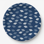 Navyblaues Antikes-Blatt-Muster Pappteller (Vorderseite)